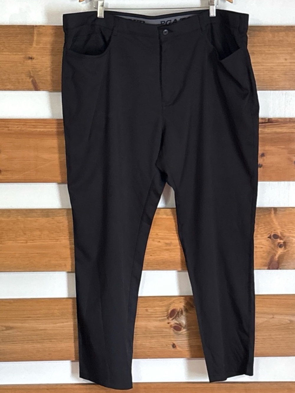 PGA Tour Flexible Coal Black Pocket Moisture Control Golf Pants Men's Size 44x30